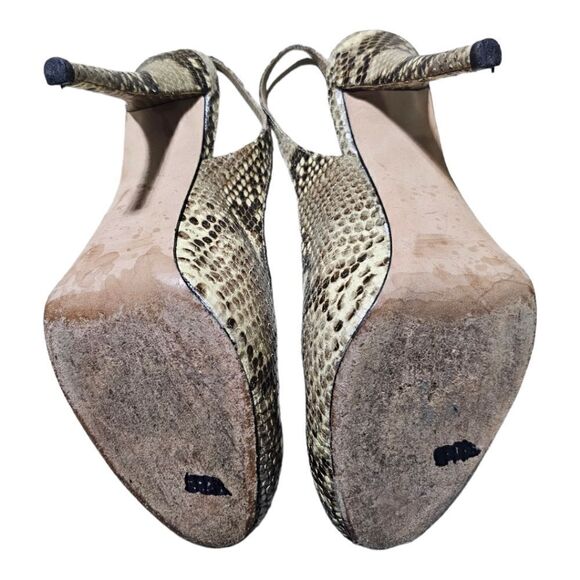 STUART WEITZMAN Snakeskin Print Open Toe Platform Heels - Size 8 - Picture 5 of 8